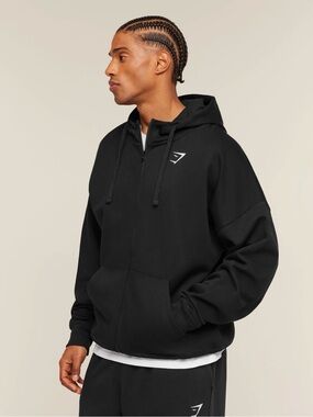Gymshark Men’s Crest Oversized Zip-Up Hoodie- Size L